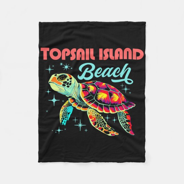 Topsail Beach Nc Artistic Sea Turtle Retro Fleecefilt (Framsidan)