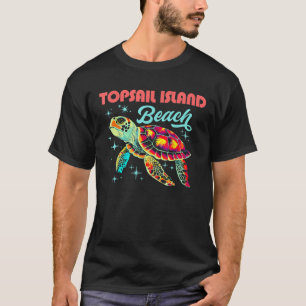 Topsail Beach NC Artistic Sea Turtle Retro T Shirt