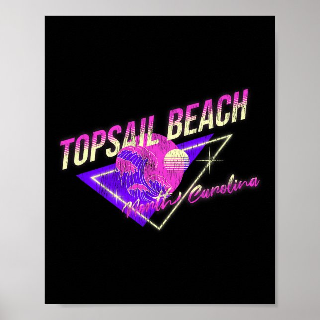 Topsail Beach, Nc Sommar Surfing Destinationer  Poster (Framsidan)