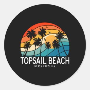 Topsail Beach North Carolina Handflatan Träd Beach Runt Klistermärke