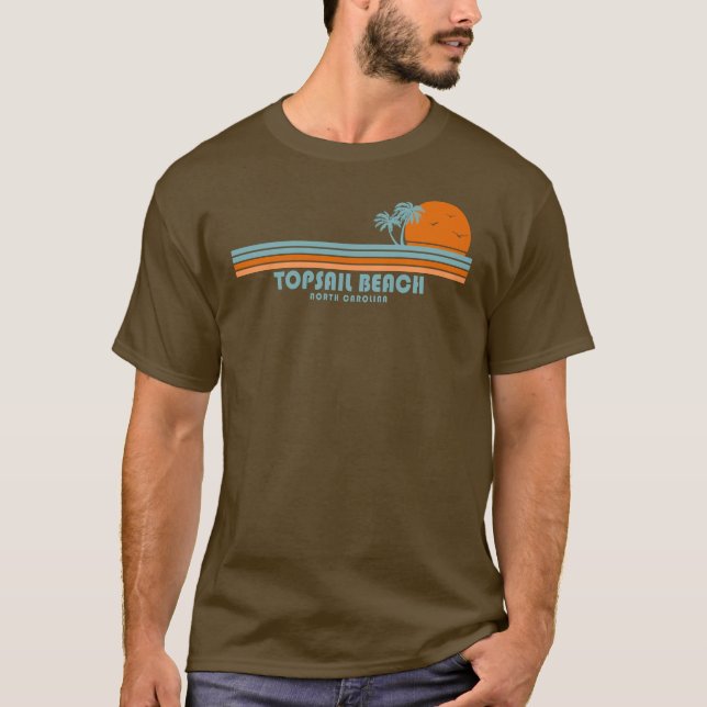 Topsail Beach North Carolina Sol Handflatan Träd T Shirt (Framsida)