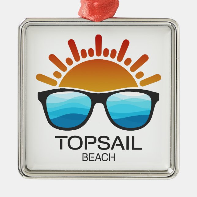 Topsail Beach North Carolina Solglasögon Julgransprydnad Metall (Framsidan)