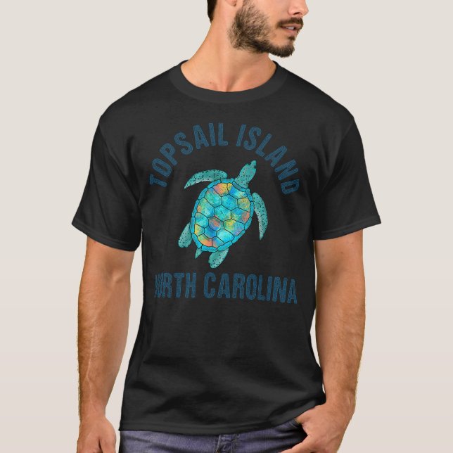Topsail Island Beach Design  Sea Turtle Illustrati T Shirt (Framsida)