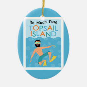 Topsail Island Roligt Hipster Travel Julgransprydnad Keramik
