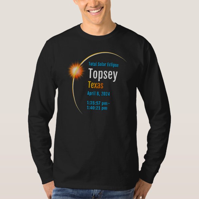 Topsey Texas Tx Total Solar Eclipse 2024 1 T Shirt (Framsida)