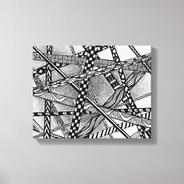 Topsy Turvy Entwed Black and White Linjer Canvas (Framsida)