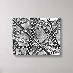 Topsy Turvy Entwed Black and White Linjer Canvas