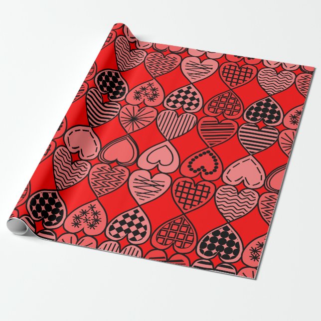 Topsy Turvy Hearts Wrapping Papper Presentpapper (Utrullad)