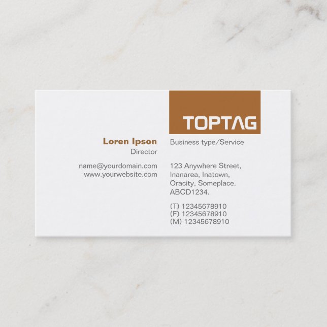 TopTag v2 - Brun Visitkort (Framsida)