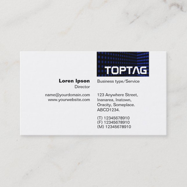 TopTag v2 - Tonhörn - Blue II Visitkort (Framsida)