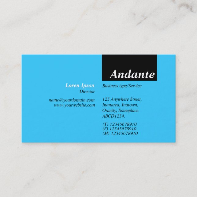 TopTag v3 - Svart med Himlar Blue Visitkort (Framsida)