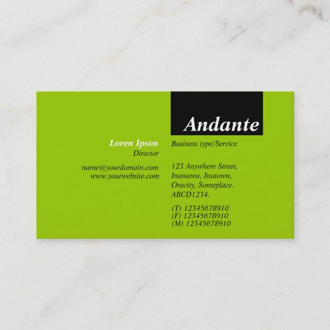 TopTag v3 - Svart med martisk Grönt Visitkort (Framsida)