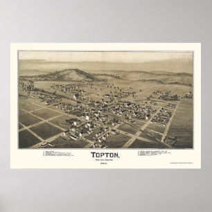 Topton panorama- karta för PA - 1893 Poster