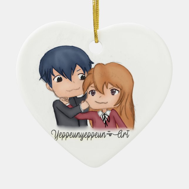 Toradora ~ Ryuuji x Taiga Julgransprydnad Keramik (Framsidan)