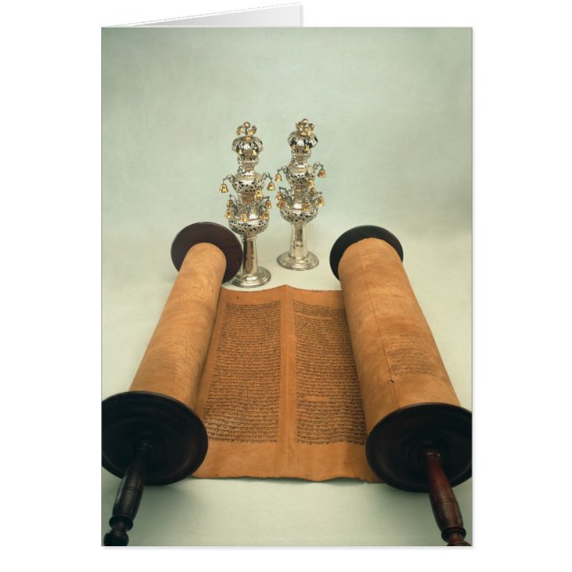 Torah rulla med Silver Krona finials Hälsningskort (Framsidan)