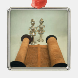 Torah rulla med silverkronafinials julgransprydnad metall