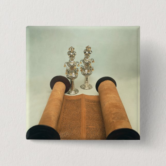 Torah rulla med silverkronafinials knapp (Framsida)