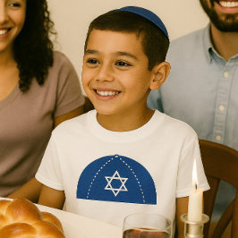 Torah Scholar Blue Kippah & David Star T Shirt