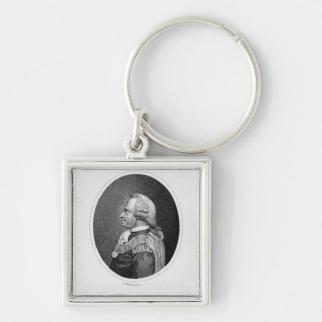 Torbern Olof Bergman Fyrkantig Silverfärgad Nyckelring (Framsidan)
