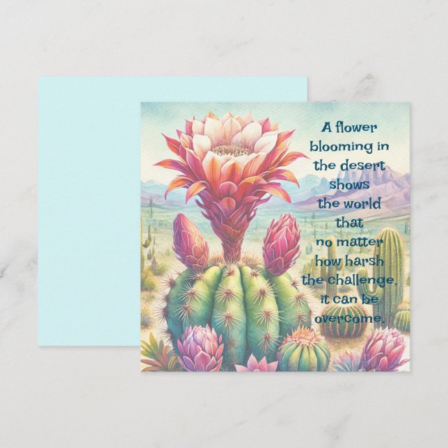Torch Cactus Flower & Quote Kort (Fram/baksida)