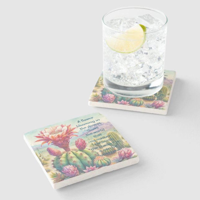 Torch Cactus Flower & Quote  Stenunderlägg (Sidan)