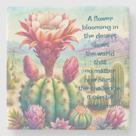 Torch Cactus Flower & Quote Stenunderlägg