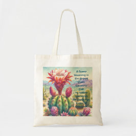 Torch Cactus Flower & Quote Tygkasse