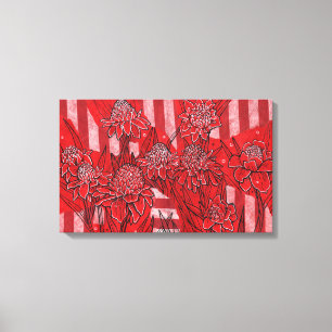 Torch Ginger Lily, Red Flowers Tropical Blommigt A Canvastryck