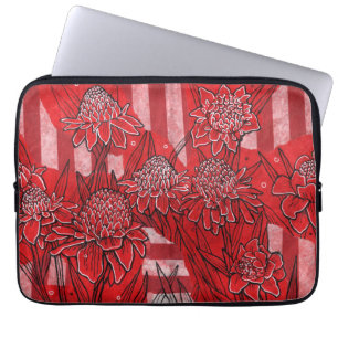 Torch Ginger Lily, Red Flowers Tropical Blommigt A Laptop Fodral