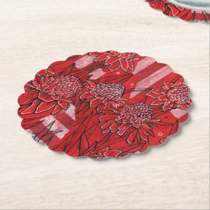 Torch Ginger Lily, Red Flowers Tropical Blommigt A Underlägg Papper