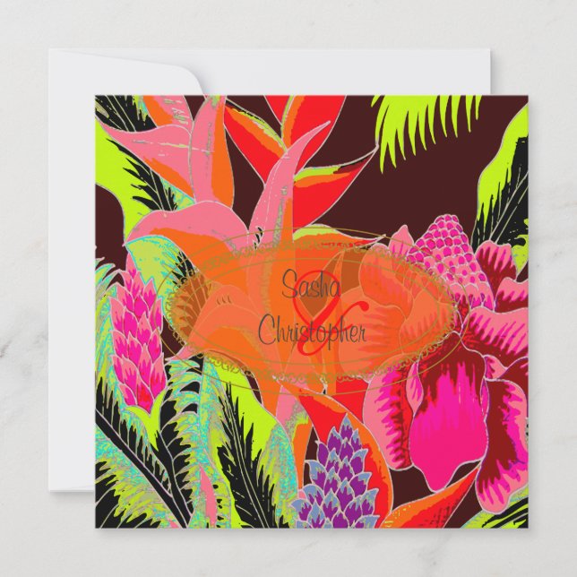 Torch Ginger och heliconia/Luau Bröllop Inbjudningar (Framsida)