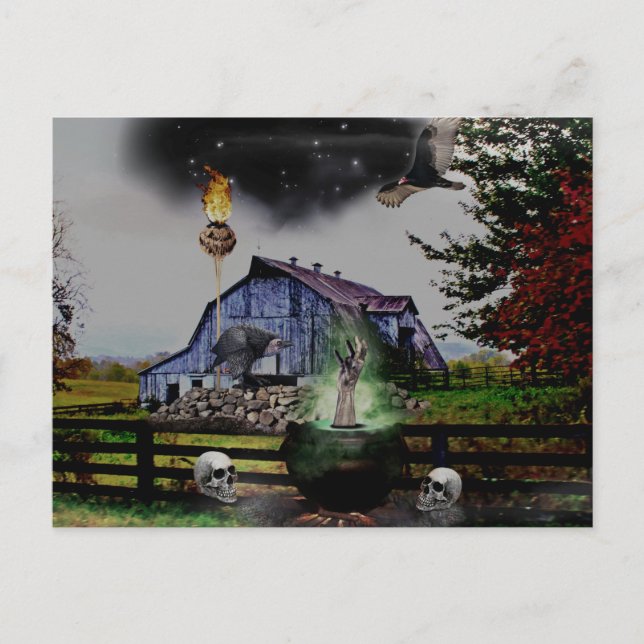 *~* Torch Hand Döskallars HALLOWEEN Vykort (Framsida)