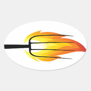 Torch och pitchfork ovalt klistermärke