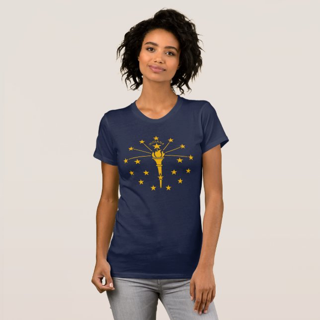 Torch och stenar i Indiana Statlig flagga Guld T Shirt (Hel framsida)