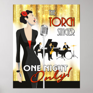 Torch Singer, 16 x 20 Poster konst, musiktema