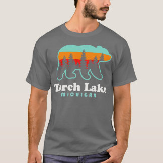 Torch Sjö Beach Vacation Michigan Bear Träd T Shirt