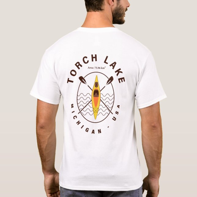 Torch Sjö Michigan Kayaking Fishing Souvenirs 80-t T Shirt (Baksida)