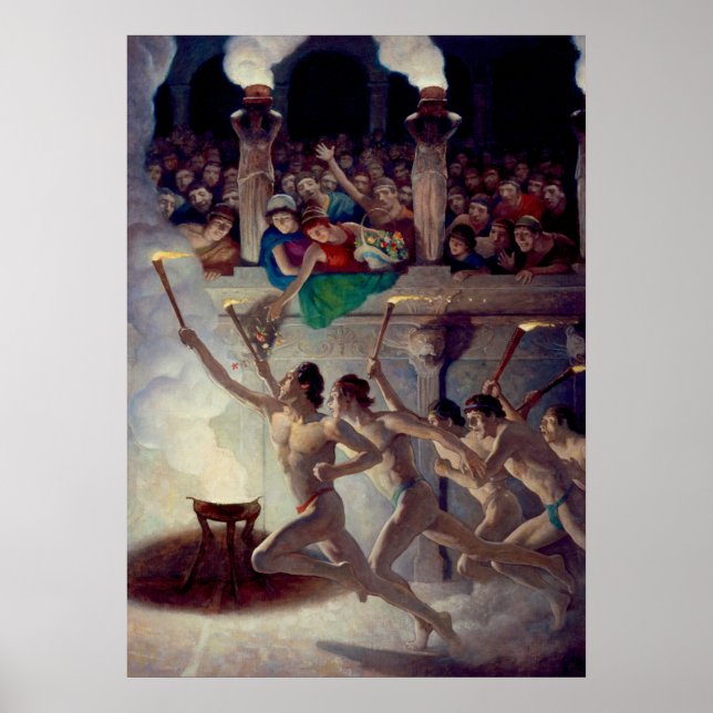 Torch Tävling, Grecian Olympics by N. C. Wyeth Poster (Framsidan)