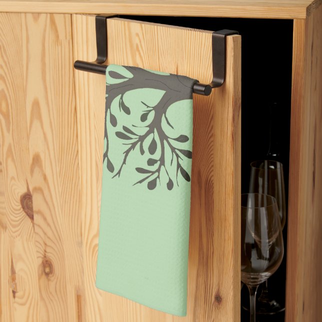 🌳 Torchon de Cuisine Arbre de Vie Vert Pâle  Kökshandduk (Thirds Fold)
