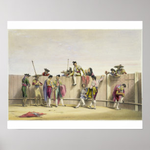 Toreros Reuting mellan tjurarna, 1865 (färg l Poster