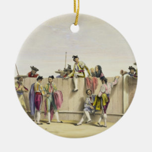 Toreros som Reposing mellan tjurarna, 1865 (färg Julgransprydnad Keramik