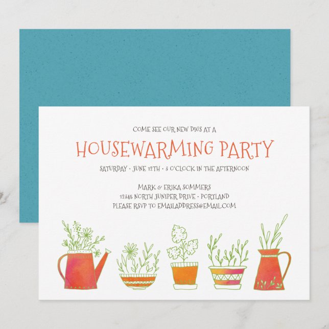 Torg och växter Hushållsuppvärmning Party Inbjudningar (Fram/baksida)