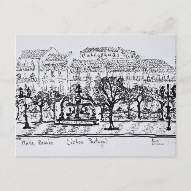 Torget Placa Rossio | Lissabon, Portugal Vykort (Framsida)