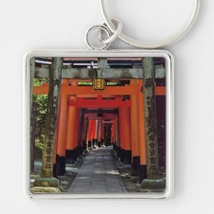 Torii grind - Kyoto, Japan, Asien Fyrkantig Silverfärgad Nyckelring