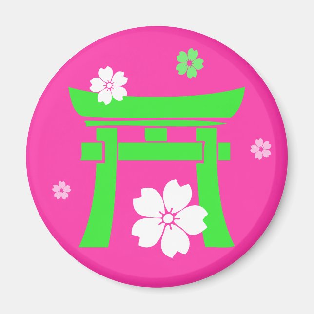 Torii (grönt och rosa) magnet (Framsidan)