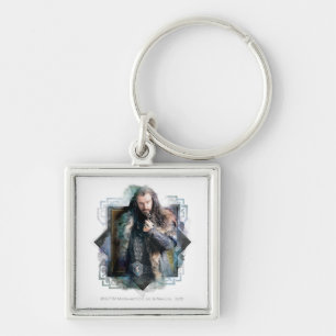 TORIN OAKENSHIELD™-teckengrafik Fyrkantig Silverfärgad Nyckelring