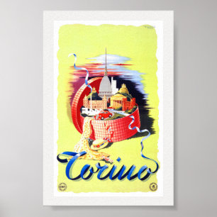 Torino Italien Vintage Affisch Restaurerad