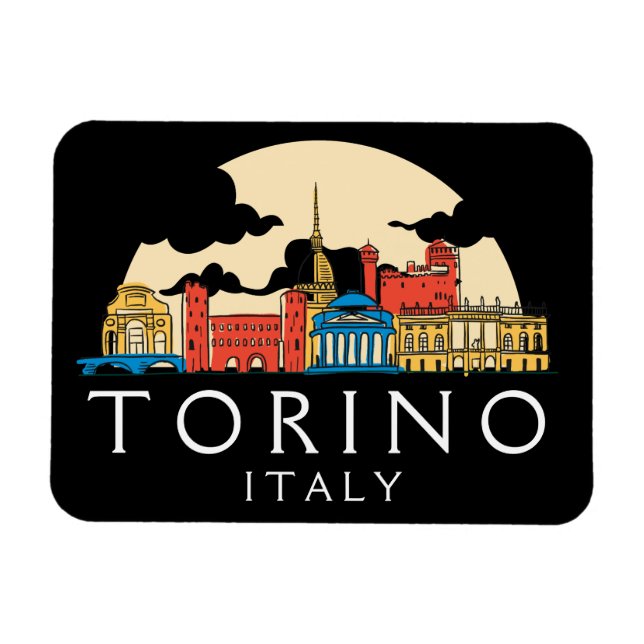 Torino Italien Vintage Cityscape Magnet (Horisontell)