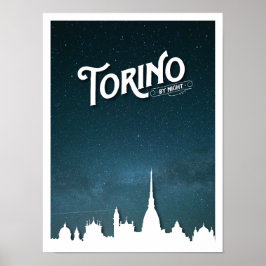 Torino med nattskylt - Poster