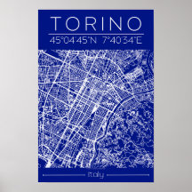Torino stadskartaffisch – Arkitektonisk ritning